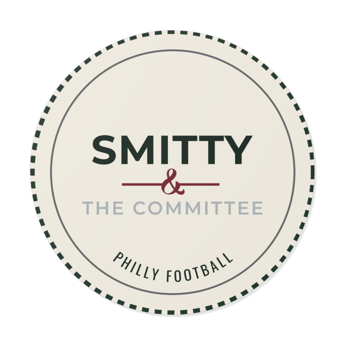 Round Vinyl Sticker — "Smitty & The Committee" Philly Football Logo